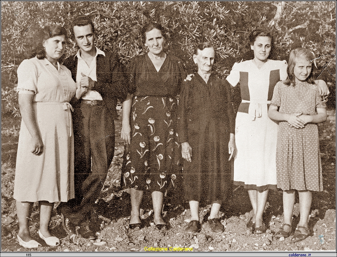 Rosa Zaccaro, Antonio di Bartolo, Vincenzina Maimone, Palmira Mangione, Saveria Monteleone, Filomena (Menucia) Zaccaro 1948.jpg