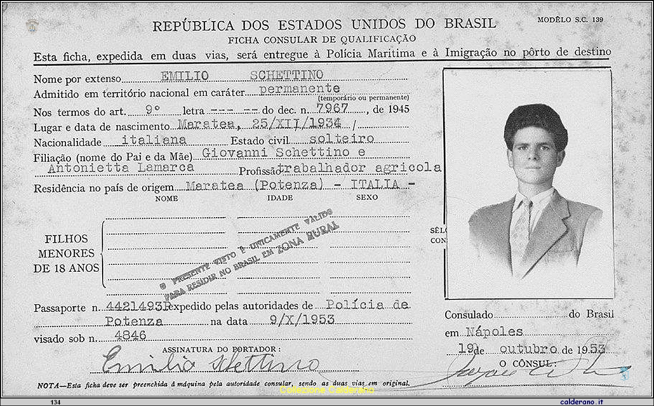 Scheda di Immigrato in Brasile di Emilio Schettino.jpg