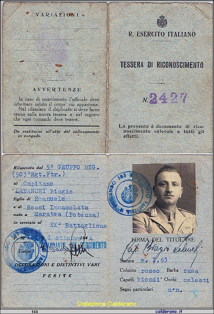 Tessera di riconoscimento del Capitano Biagio Labanchi.jpg