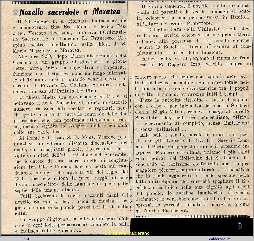 Novello Sacerdote Don Francesco Crispino a Maratea 1952.jpg