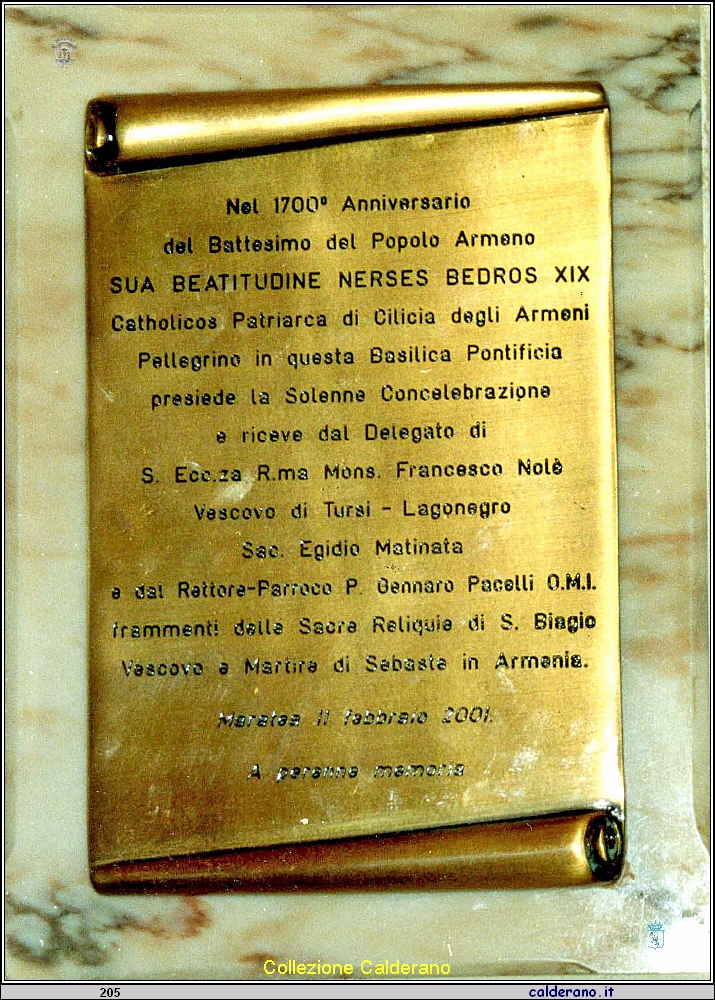 Incisione commemorativa nella Basilica di San Biagio.JPG