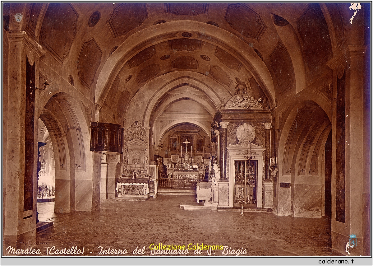Castello - Interno del Santuario di S. Biagio - Cartolina 1939 - 2.jpg