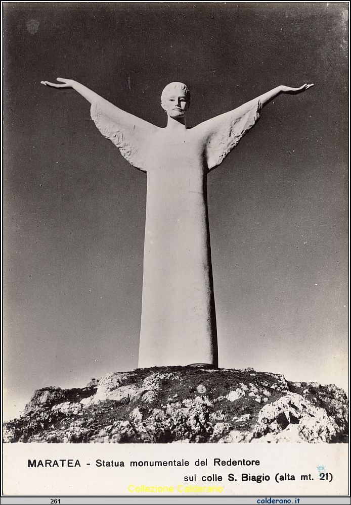 Cartolina - Statua monumentale del Redentore sul colle S. Biagio (alta mt 21) - P.A.R. Foto Mario Brando.jpeg